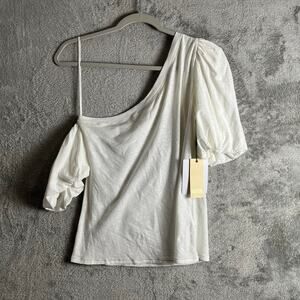 Nation LTD Daphne Asymmetric Tee Off White Medium‎ Minimalist Casual Chic New